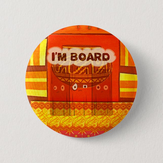 Golden Red African Traditional Färg Funny Am bor Knapp (Framsida)