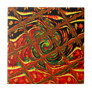 Golden Red African Traditional Färg.png Kakelplatta