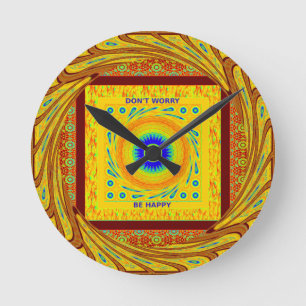 Golden Red African Traditional Färg Rund Klocka
