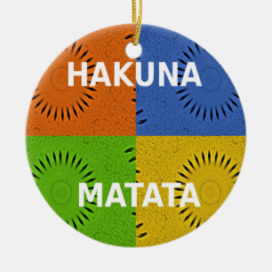 Golden Red Blue Grönt Hakuna Matata Julgransprydnad Keramik