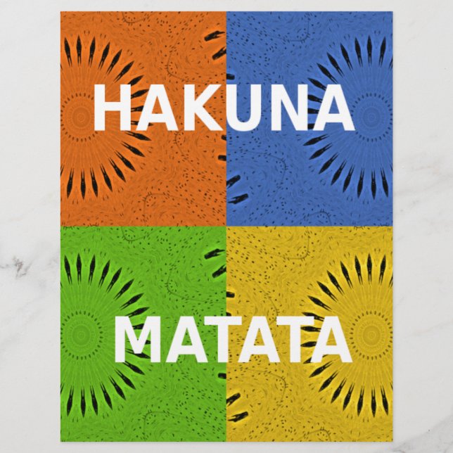 Golden Red Blue Grönt Hakuna Matata Vector Design (Framsida)