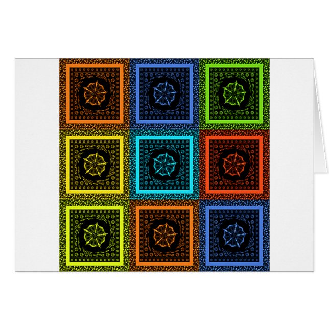 Golden Red blue Grönt Masai Traditional färg Hälsningskort (Framsidan Horizontal)