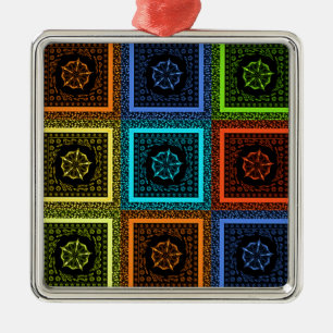 Golden Red blue Grönt Masai Traditional färg Julgransprydnad Metall