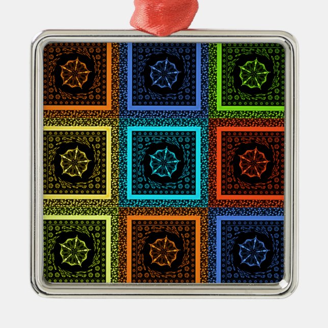 Golden Red blue Grönt Masai Traditional färg Julgransprydnad Metall (Framsidan)