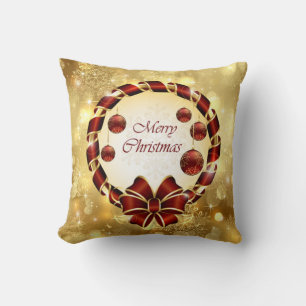 Golden & Red christmas WAN med Bow & Snowflake Kudde