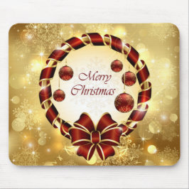 Golden & Red christmas WAN med Bow & Snowflake Musmatta
