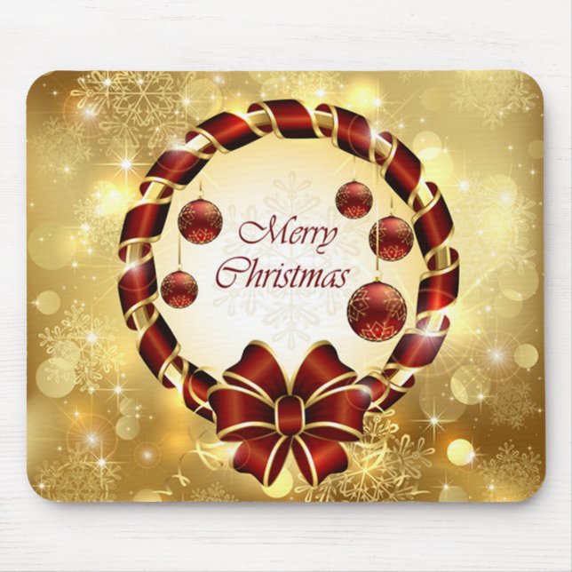 Golden & Red christmas WAN med Bow & Snowflake Musmatta (Framsidan)