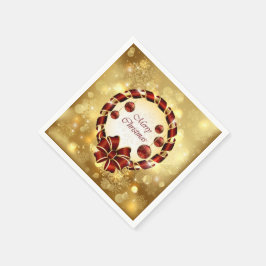 Golden & Red christmas WAN med Bow & Snowflake Pappersservett
