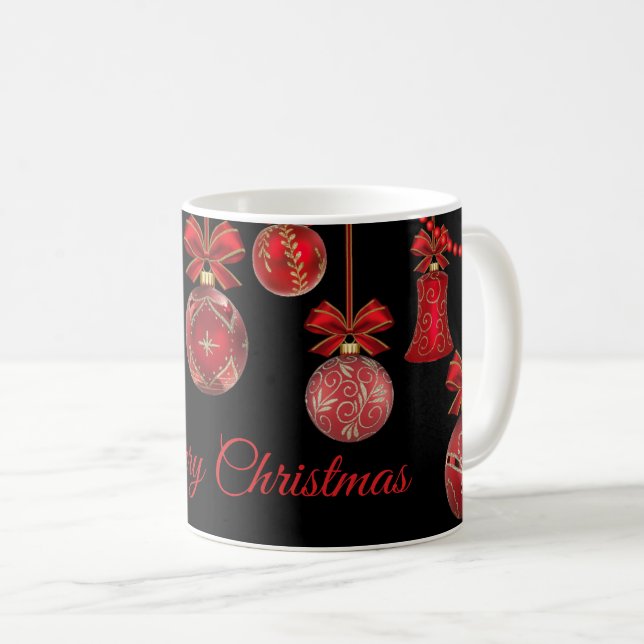 Golden Red jul Ornaments Black Kaffemugg (Framsida höger)
