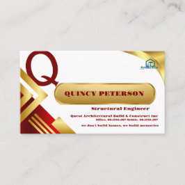 Golden & Red Layers Monogram Initial Founder CEO Visitkort