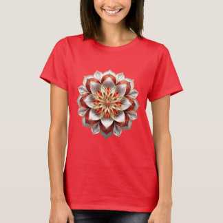 Golden Red Mandala - Elegant Blommigt Symmetry T Shirt