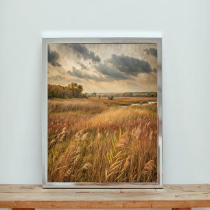 Golden Reeds under Stormy Himmel Poster