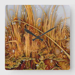 Golden Reflection Square Wall Clock Fyrkantig Klocka