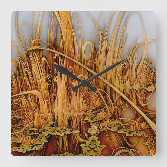 Golden Reflection Square Wall Clock Fyrkantig Klocka (Framsida)