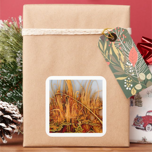 Golden Refletions Fyrkantigt Klistermärke (Semester)