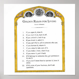Golden Regler for Living Poster