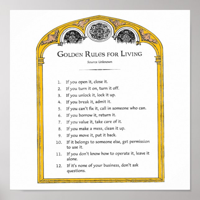 Golden Regler for Living Poster (Framsidan)