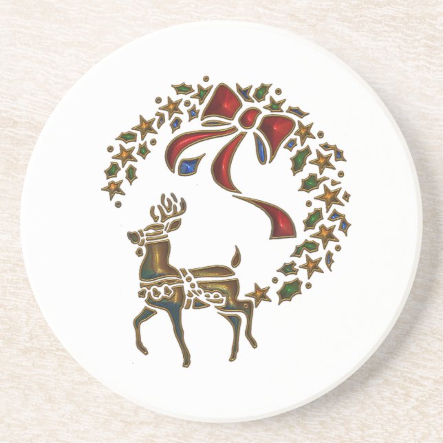 Golden Reindeer Drink Underlägg (Framsidan)