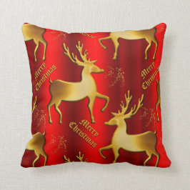 Golden Reindeer God jul Red Kudde