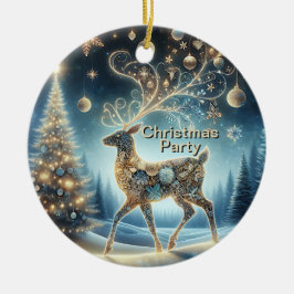 Golden Reindeer jul, Blå himmel BeSnygg Julgransprydnad Keramik