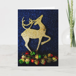 Golden Reindeer med Jingle Klockor Card Helgkort