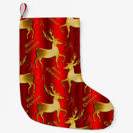 Golden Reindeer på Red Liten Julstrumpa