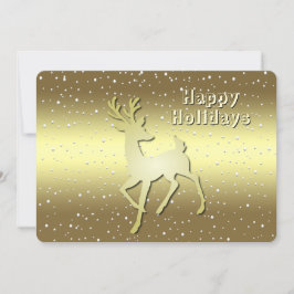 Golden Reindeer Snowy Holiday Card Julkort
