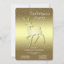 Golden Reindeer Snowy Holiday Party Invitation