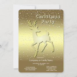 Golden Reindeer Snowy Holiday Party Invitation Inbjudningar