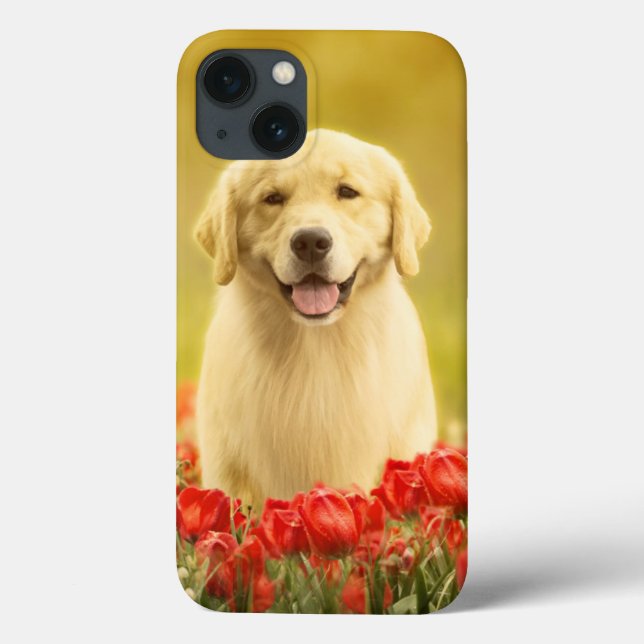 Golden Retirever i Red Flowers (Baksida)