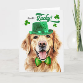 Golden Retreiver Hund Lucky St patrick's day Helgkort