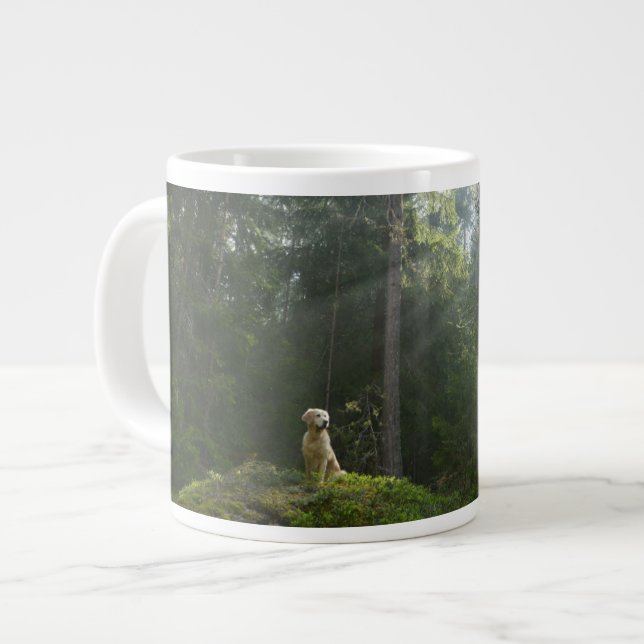 Golden Retricher-Hund| Gräs Woodland Jumbo Mugg (Framsida vänster)