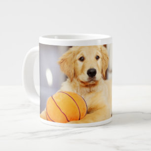 Golden Retricher med basket Leksak Jumbo Mugg