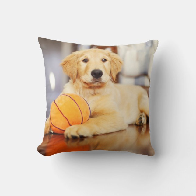 Golden Retricher med basket Leksak Kudde (Framsida)