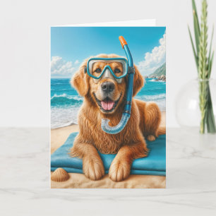 Golden Retrieve från födelsedag med snurrevad Kort
