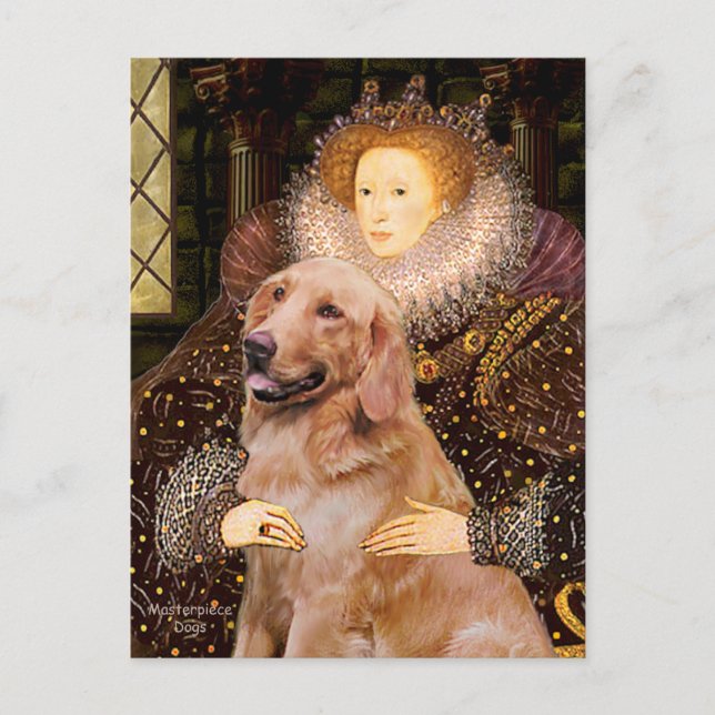 Golden Retriever #1 - Queen Elizabeth I Vykort (Framsida)