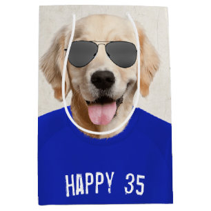 Golden Retriever 35e Birthday Medium Gift Bag
