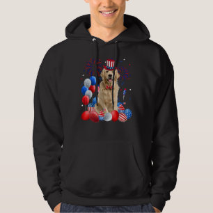 Golden Retriever 4:e juli amerikanska Flagga Hund Hoodie