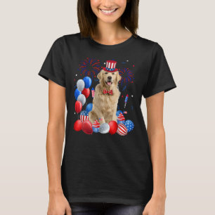 Golden Retriever 4:e juli amerikanska Flagga Hund T Shirt