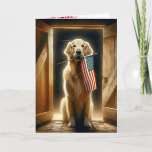 Golden Retriever 4:e juli födelsedagen Kort