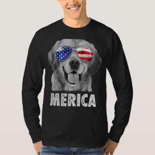 Golden Retriever 4:e juli Merica American Flagga T Shirt