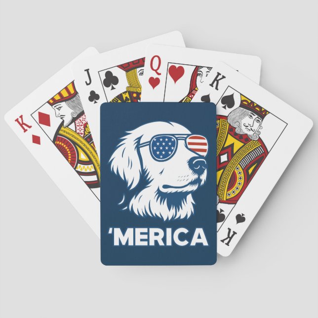 Golden Retriever 4:e juli Merica Casinokort (Baksidan)