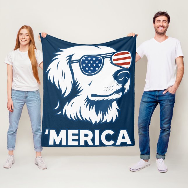 Golden Retriever 4:e juli Merica Fleecefilt (På plats)