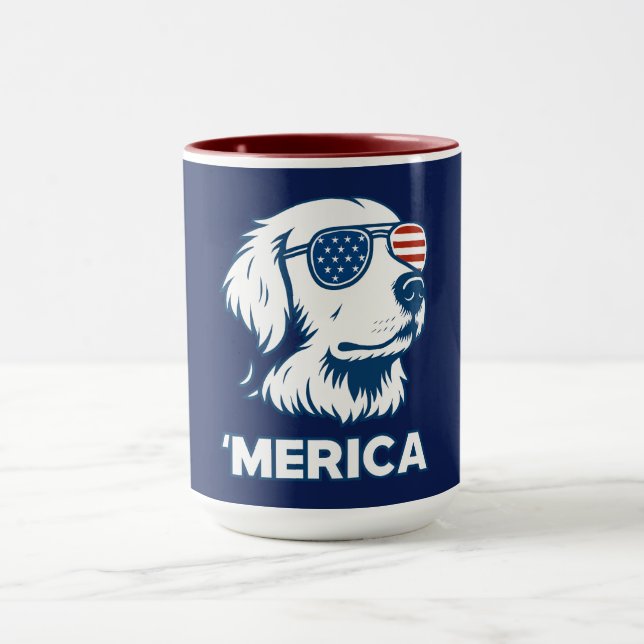 Golden Retriever 4:e juli Merica Mugg (Center)