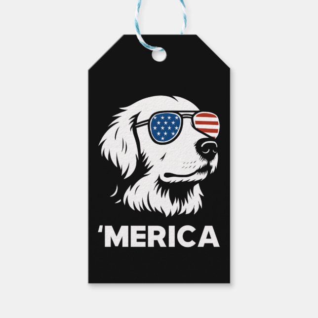 Golden Retriever 4:e juli Merica Presentetikett (Framsidan)