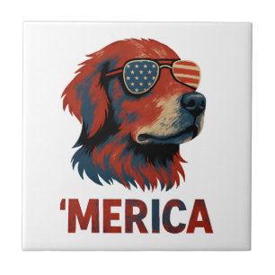 Golden Retriever 4:e Juli Merica T-Shirt Kakelplatta