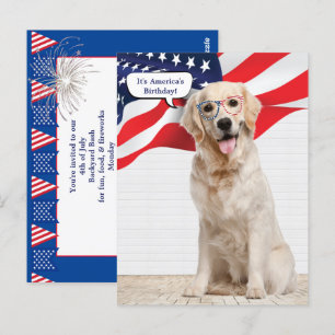 Golden Retriever 4:e juli Party Vykort