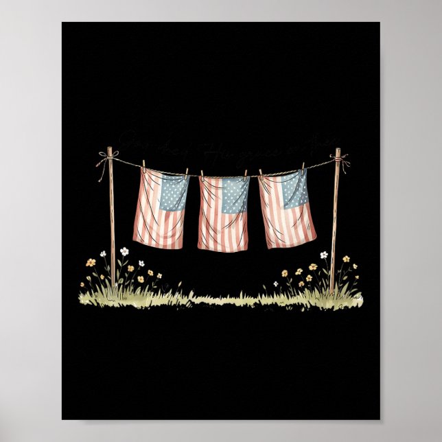 Golden Retriever 4 juli amerikansk flagga  Poster (Framsidan)