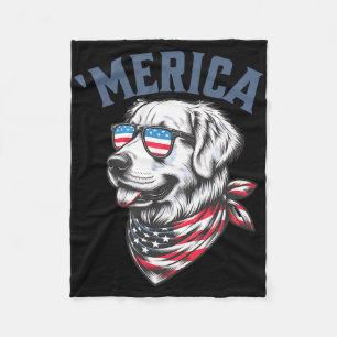 Golden Retriever 4 juli Merica Usa Solglasögon Fleecefilt