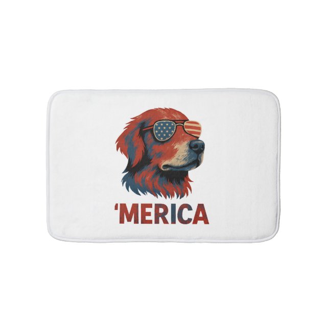 Golden Retriever 4th Of July Merica T-Shirt Badrumsmatta (Framsidan)